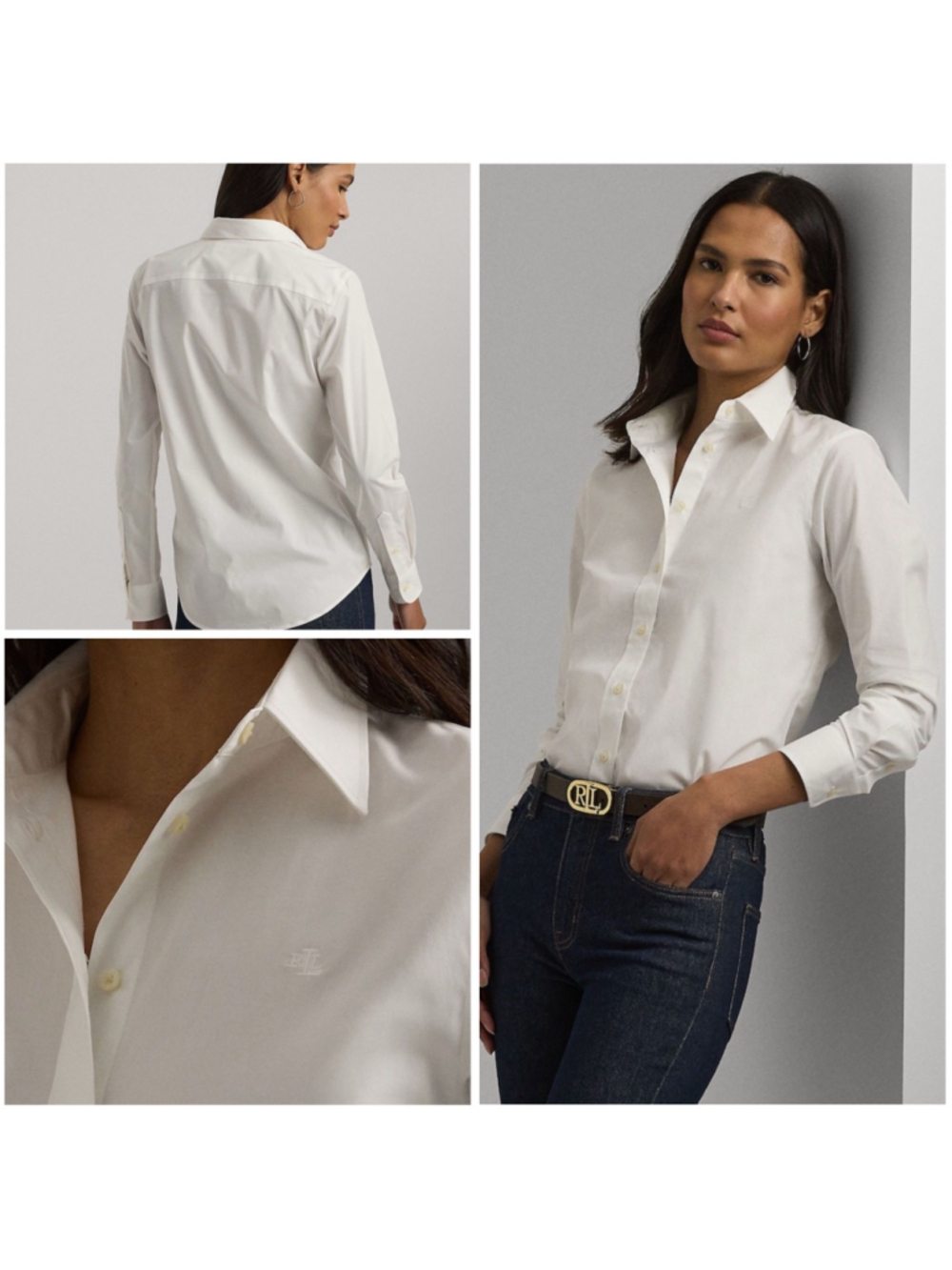 Lauren Ralph Lauren Jamelko White Shirt Non-Iron Easy Care Cotton Button Down XL